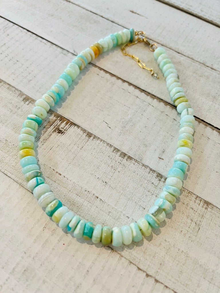 Aqua Blue Candy Opal necklace