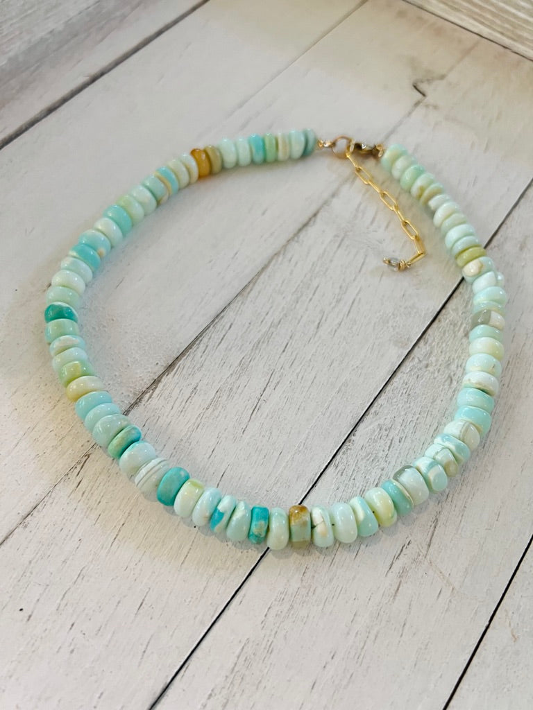 Aqua Blue Candy Opal necklace
