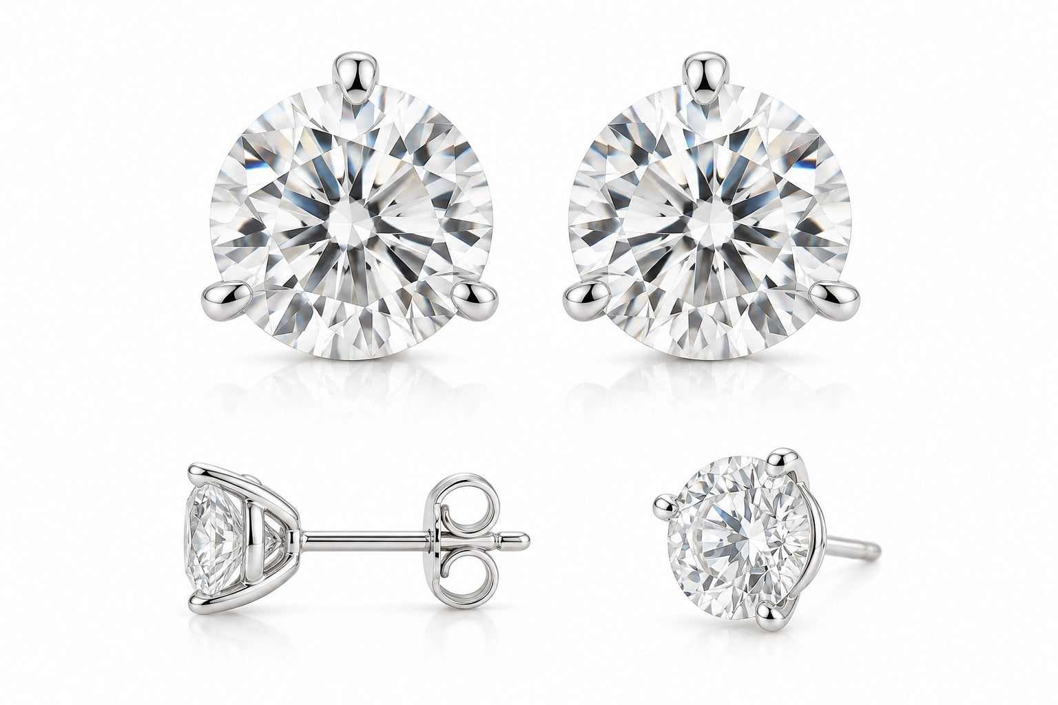 Round Brilliant-Cut Lab-Grown Diamond Stud Earrings in 14K White Gold