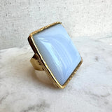 Blue Chalcedony gemstone ring