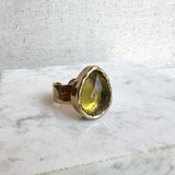 Lemon Quartz teardrop ring
