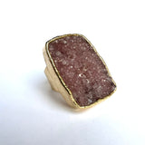 Pink Druzy statement ring