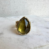 Lemon Quartz teardrop ring