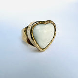 White Jade Heart ring