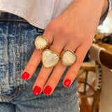 White Jade Heart ring