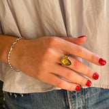 Lemon Quartz teardrop ring