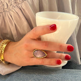 Lilac Kunzite teardrop ring