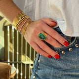 Malachite teardrop ring