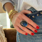 Silver Labradorite statement ring