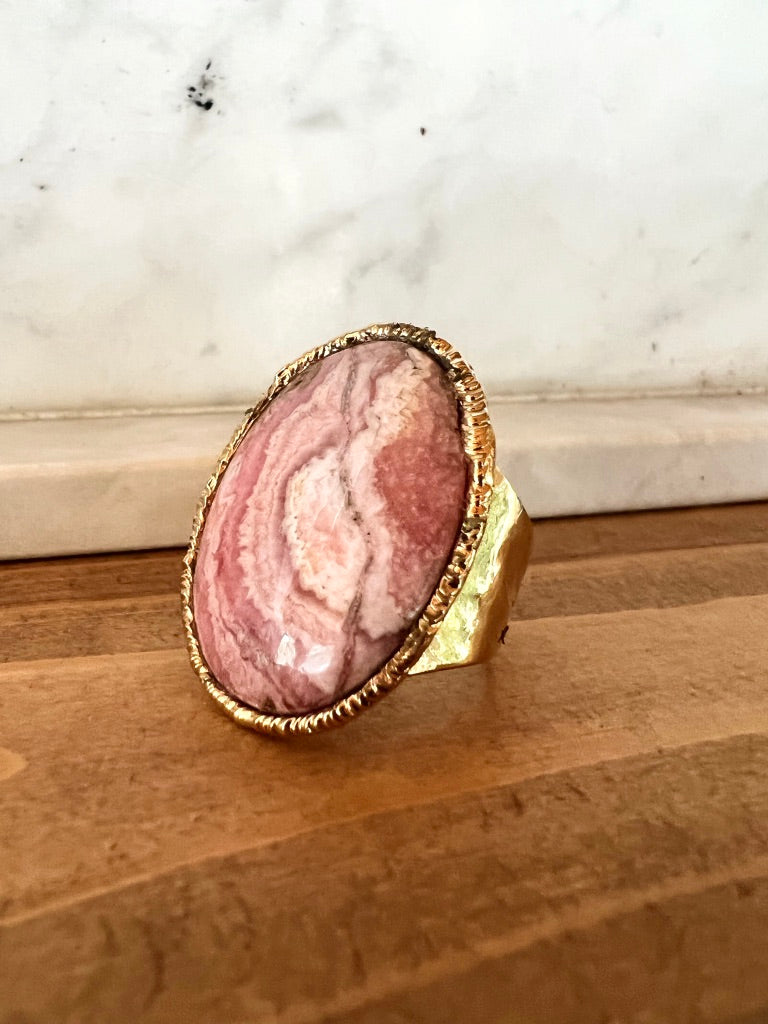 Pink Rhodochrosite Ring